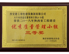 優秀（xiù）質量管理小組三等獎（jiǎng）