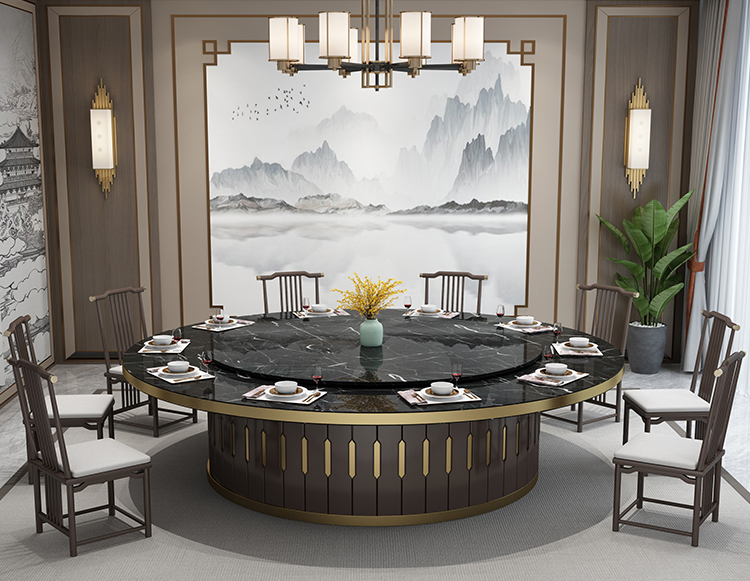 輕奢簡約大理石電（diàn）動餐桌（zhuō）