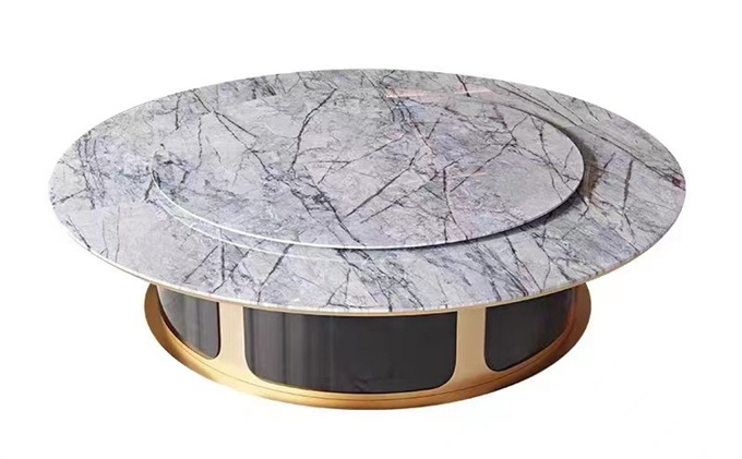 輕奢（shē）大理（lǐ）石電動餐桌大圓桌