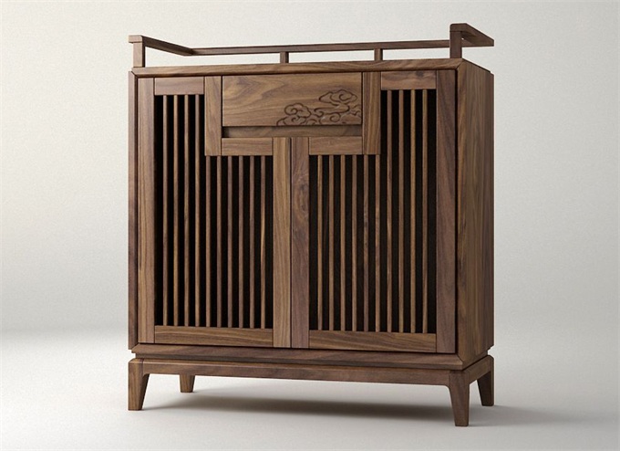 中餐廳新中式古典（diǎn）實木（mù）備餐櫃