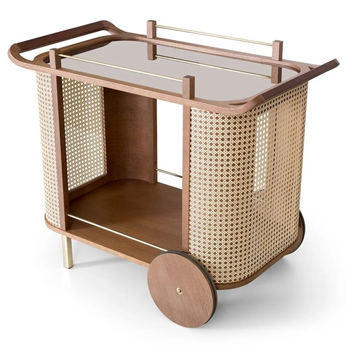 餐廳（tīng）創意新中式實木（mù）藤（téng）編備餐櫃