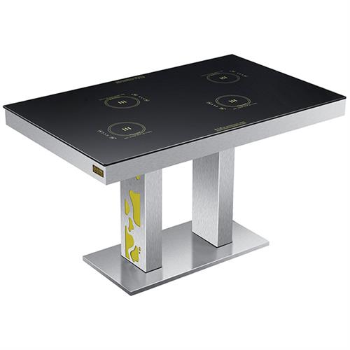 不鏽鋼火鍋餐桌_鋼化玻璃火鍋店桌（zhuō）椅_一人（rén）一（yī）鍋（guō）電磁爐火鍋桌