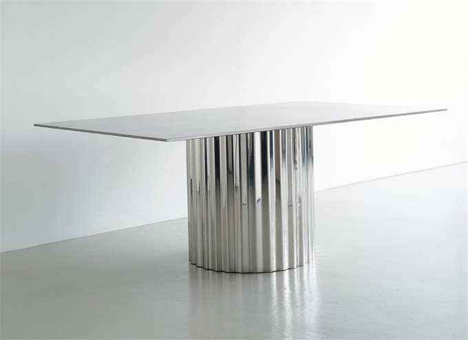茶（chá）餐廳（tīng）不鏽鋼時尚大理石長（zhǎng）條餐桌