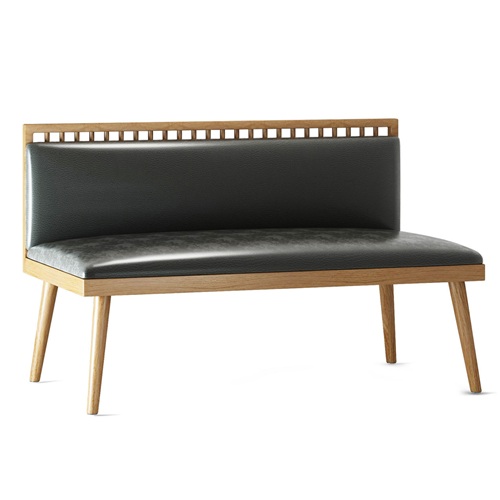 中式茶餐廳休閑實木皮革（gé）卡座沙發