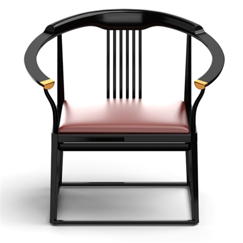 茶餐廳新中式時尚（shàng）實木皮革靠背圈椅