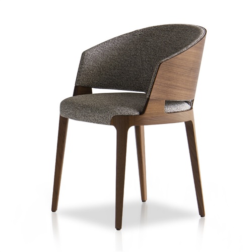 茶餐廳休閑（xián）布藝時（shí）尚胡桃木椅子