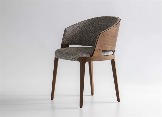 茶餐（cān）廳（tīng）休閑布藝時尚胡桃（táo）木椅子