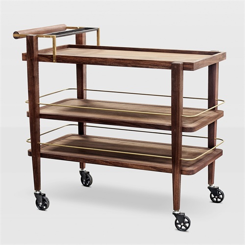 火鍋餐廳帶滑（huá）輪三層實木菜架