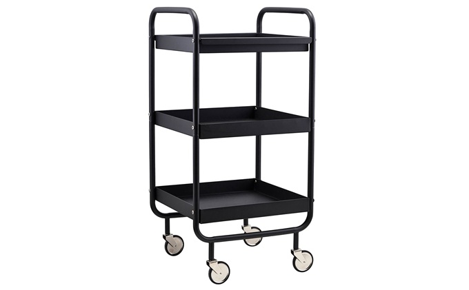 火鍋店鐵藝平（píng）板簡約三層加萬向輪菜架