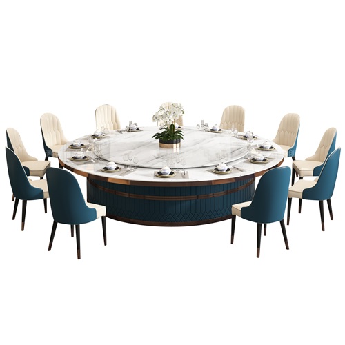 酒店包廂時尚（shàng）豪華大（dà）理石電動餐桌