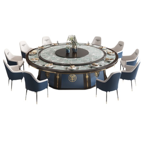 會所包（bāo）間新中式靜音電動旋轉圓桌