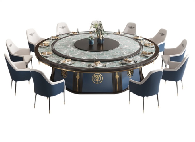 會所包間新（xīn）中式（shì）靜音（yīn）電動旋轉圓桌