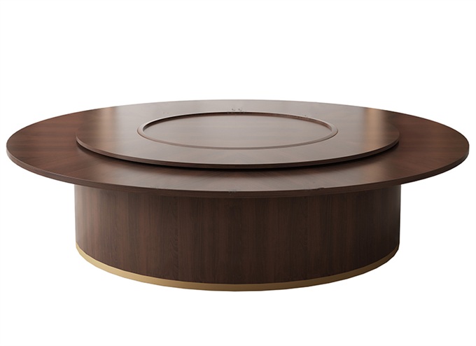 飯店包間實木（mù）電動轉盤餐桌（zhuō）大圓桌