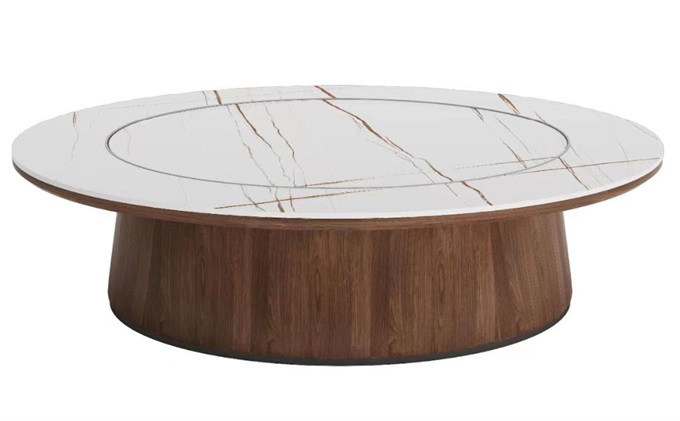 酒店會所包房高檔16人位岩板電動飯桌