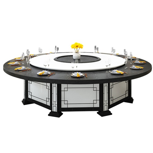 酒店新中式自動旋（xuán）轉15人20人（rén）大圓桌電動餐（cān）桌