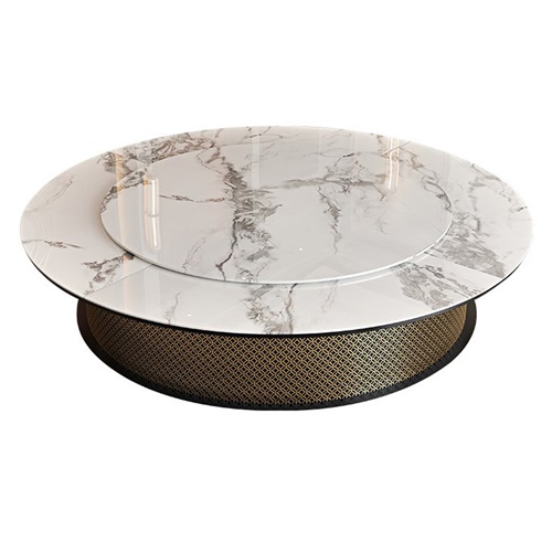 酒店豪華輕奢大理石台（tái）麵電動餐（cān）桌大圓桌