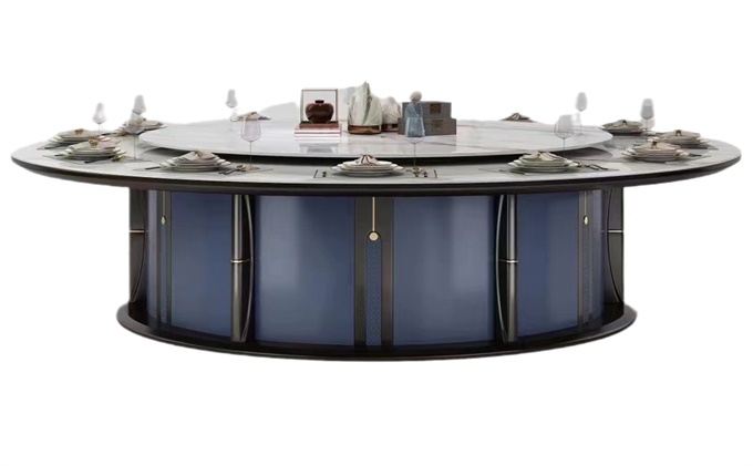 酒店會（huì）所時尚輕奢大理石電（diàn）動餐桌大圓桌