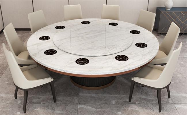 一人一鍋大理石火鍋桌_自助火鍋桌帶轉（zhuǎn）盤