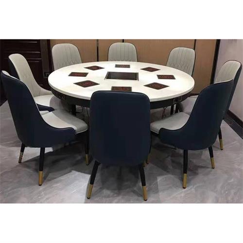 包房8人、10人位一人一（yī）鍋大理石火鍋圓桌