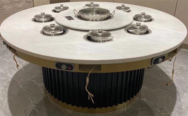 8人自帶電磁爐（lú）的小（xiǎo）火鍋桌_轉盤電磁爐火鍋桌