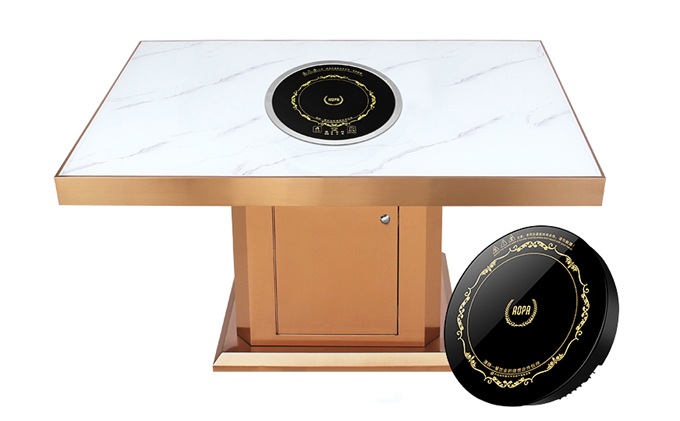 廣東火鍋桌_不鏽鋼大理石火鍋餐桌