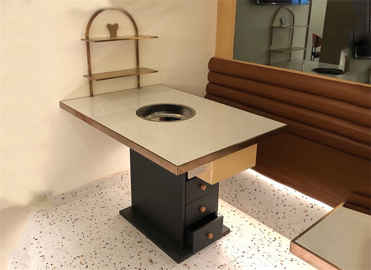 火鍋店創意時尚桌麵菜（cài）架大理石火鍋桌