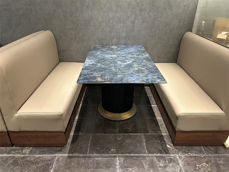 火鍋店時尚簡（jiǎn）約岩板隱藏式電磁爐火鍋桌