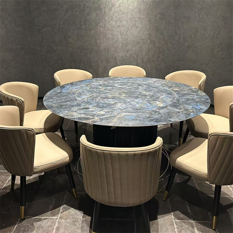 时尚（shàng）简约岩板隐藏式电（diàn）磁炉圆（yuán）形火锅桌（zhuō）