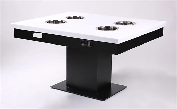 大理石一人一鍋下沉式電磁爐小火鍋桌子四人桌（zhuō）