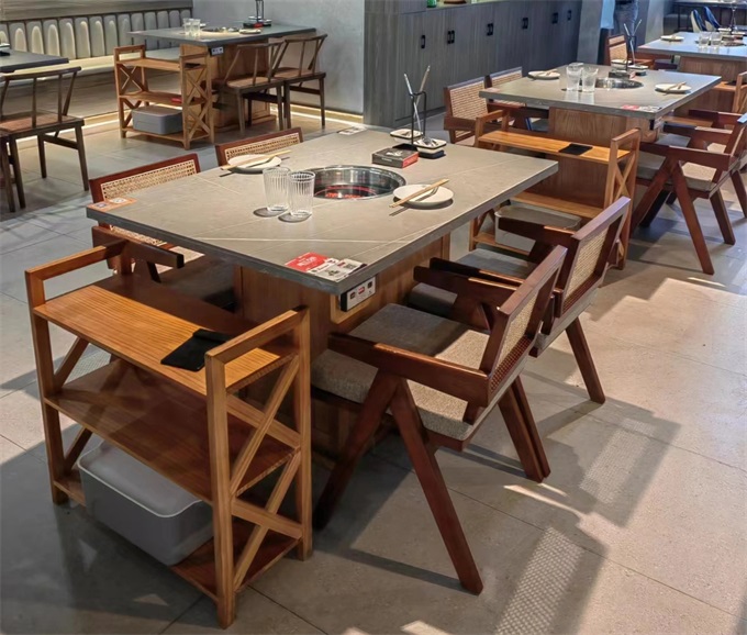 牛肉火鍋岩板下沉式電磁爐火鍋桌