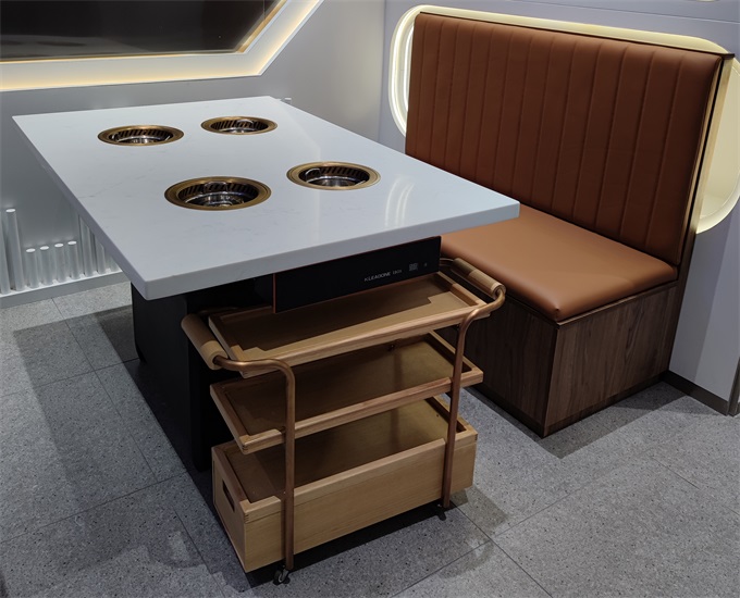 火鍋店一人一鍋無煙淨化大理石火鍋桌