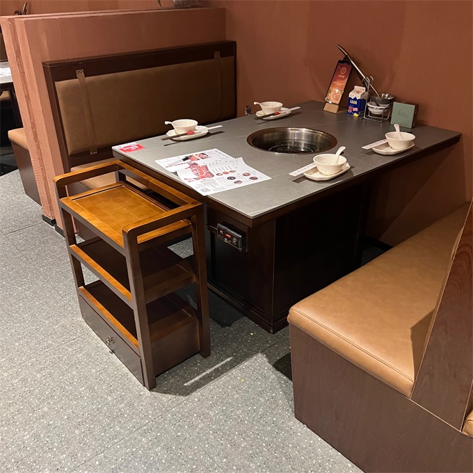 牛（niú）肉火鍋店下沉式（shì）岩板電（diàn）磁爐火（huǒ）鍋桌