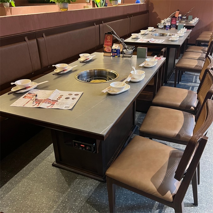 牛肉火鍋店下沉式岩板電磁爐火鍋桌
