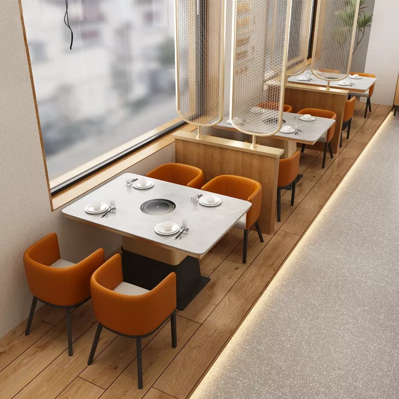 火鍋店高端（duān）不鏽鋼輕奢大理石火鍋桌