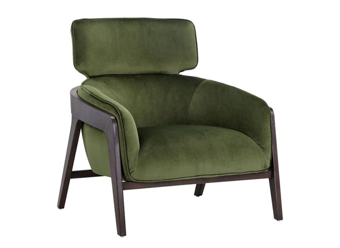 會所（suǒ）北歐複古綠輕（qīng）奢絲絨單人沙發