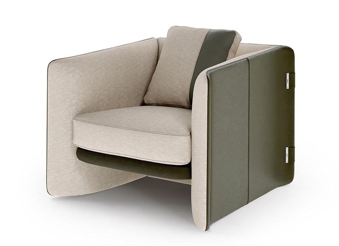 辦公樓休息區簡約布（bù）藝單人沙發椅