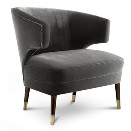 會所北歐時尚接待單人布藝沙發椅