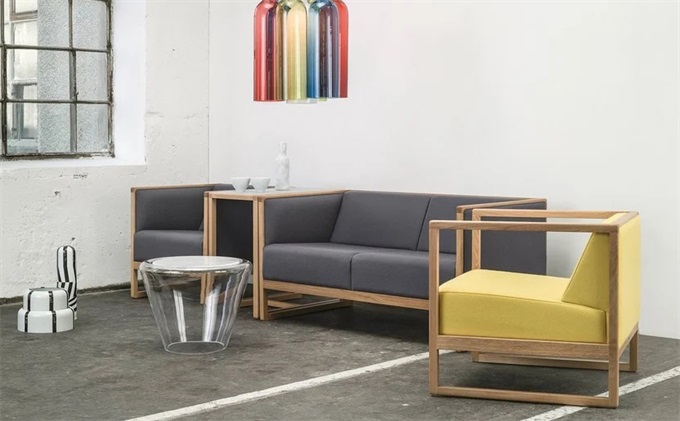 北歐風會所胡桃木現代簡約布藝沙發