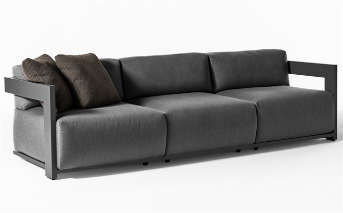 酒店會所大堂意式休閑三人（rén）位布藝沙發