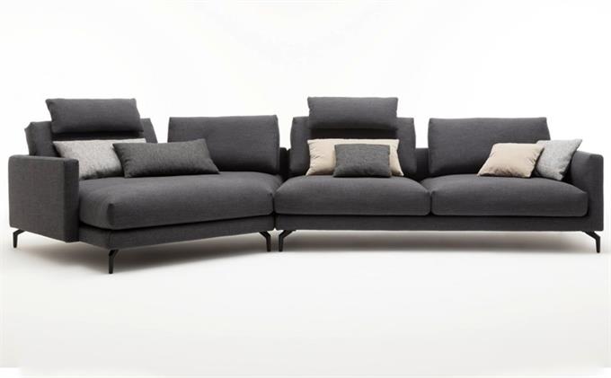 會所意式休閑轉角（jiǎo）棉麻布藝軟包沙發