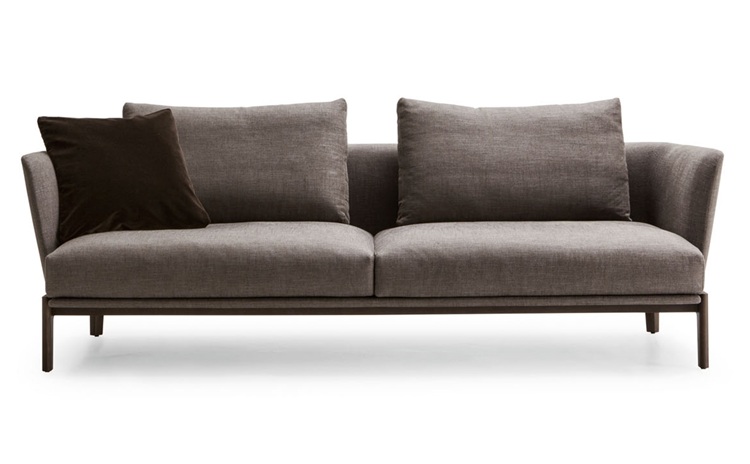 休閑會所意式棉麻布軟包實（shí）木直排沙發