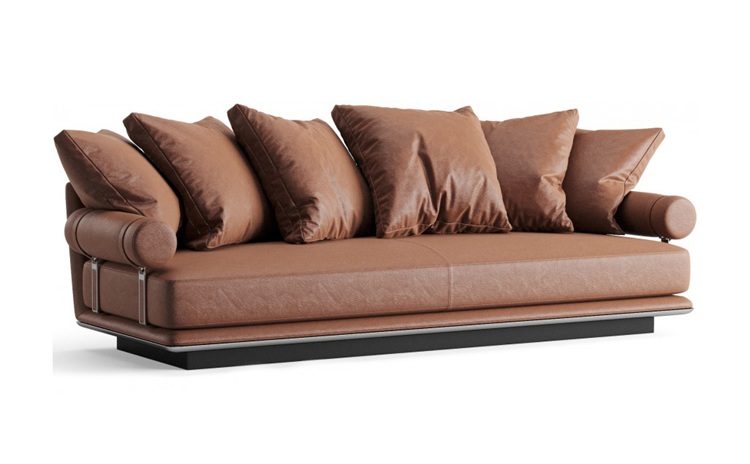 高端會所大堂皮革（gé）輕奢意式沙發