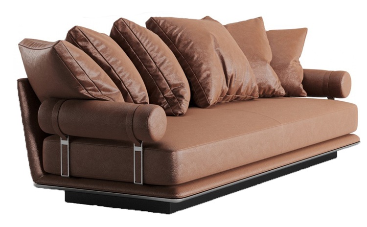 高端會所大堂皮革輕奢意式沙發