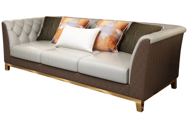 高檔會所意式現代（dài）輕奢不鏽鋼皮革軟包沙發