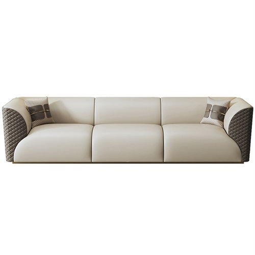 豪華會所輕奢意式後現代皮藝直排沙發