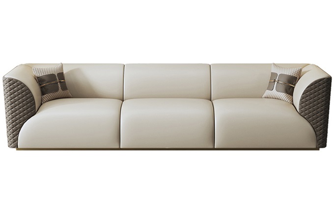 豪華會所輕奢（shē）意式後現代皮藝直排沙發