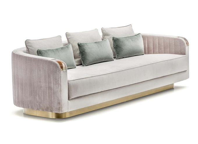 高檔會所大廳現代時尚（shàng）絨皮沙發家具