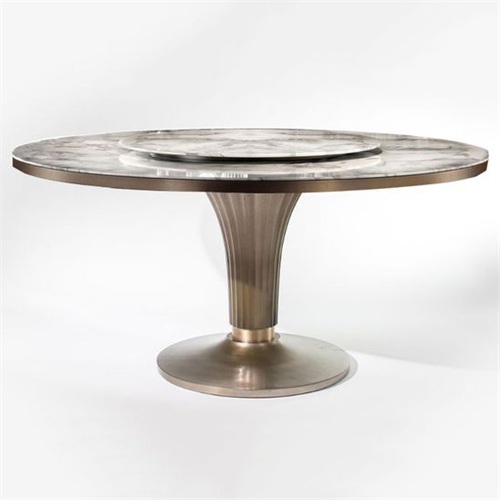 酒（jiǔ）店會所包間現代大理石帶轉盤餐桌