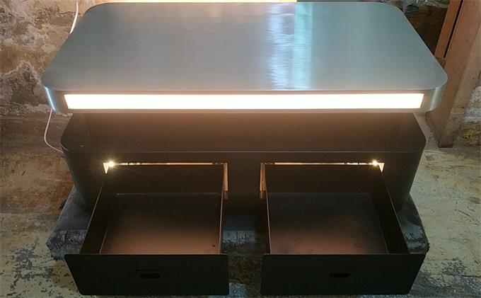 不鏽鋼（gāng）酒吧（ba）茶（chá）幾_帶抽屜功能不鏽鋼酒吧桌