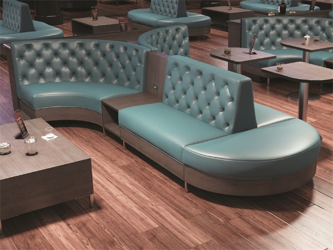 音樂酒吧皮革軟包弧形雙麵卡座桌椅家具